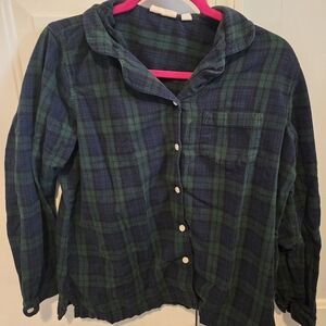 L.L. Bean Women's Green and Blue Plaid Button Down Shirt